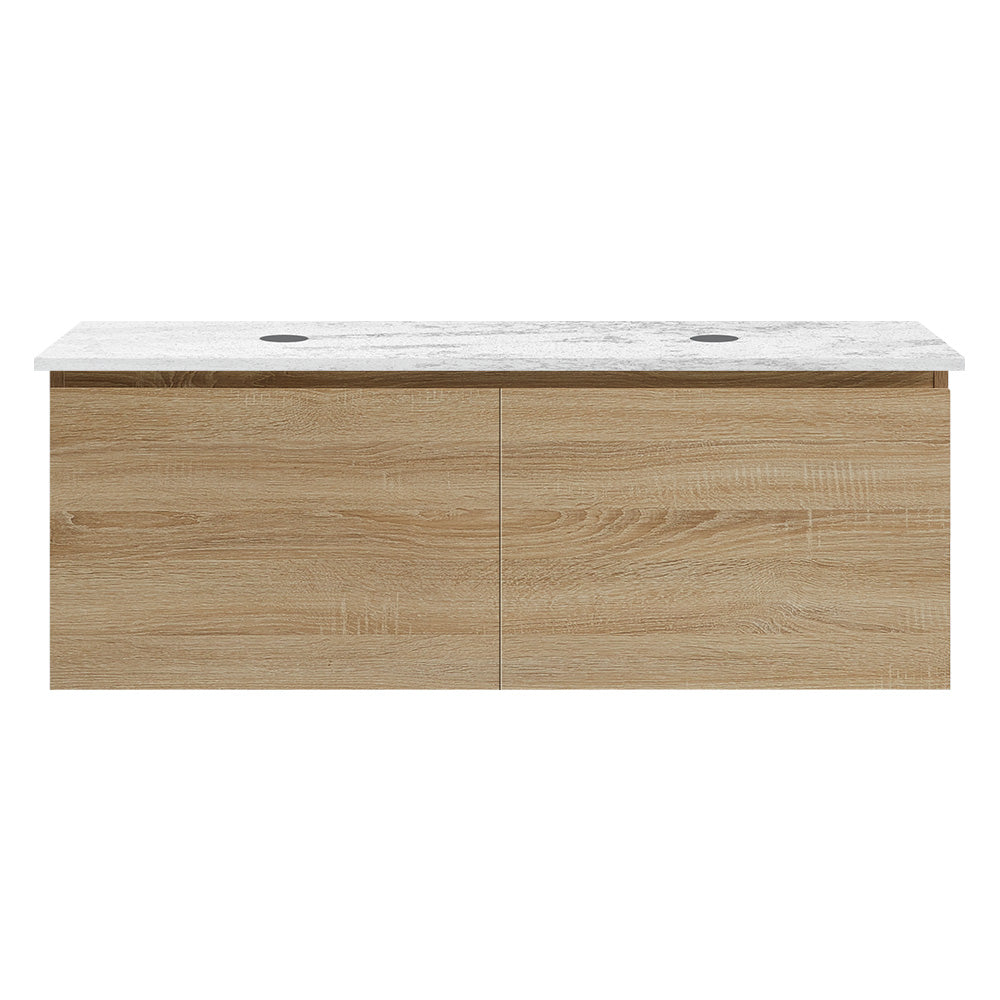 Rocki Venti 1200 Wall Cabinet Sahara with Engineered Stone Double Top - Vanity Cabinets