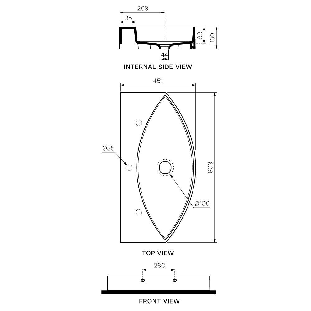 Occhio Bench Basin 90x45 - Basins