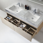 Veneto 1400 Wall Cabinet with Double Marble Wash Basin - Vanity Cabinets