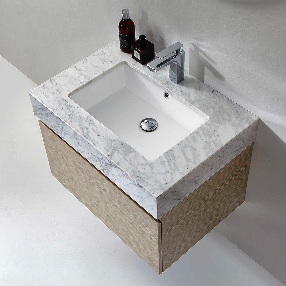 Veneto 700 Wall Cabinet with Marble Wash Basin - Vanity Cabinets